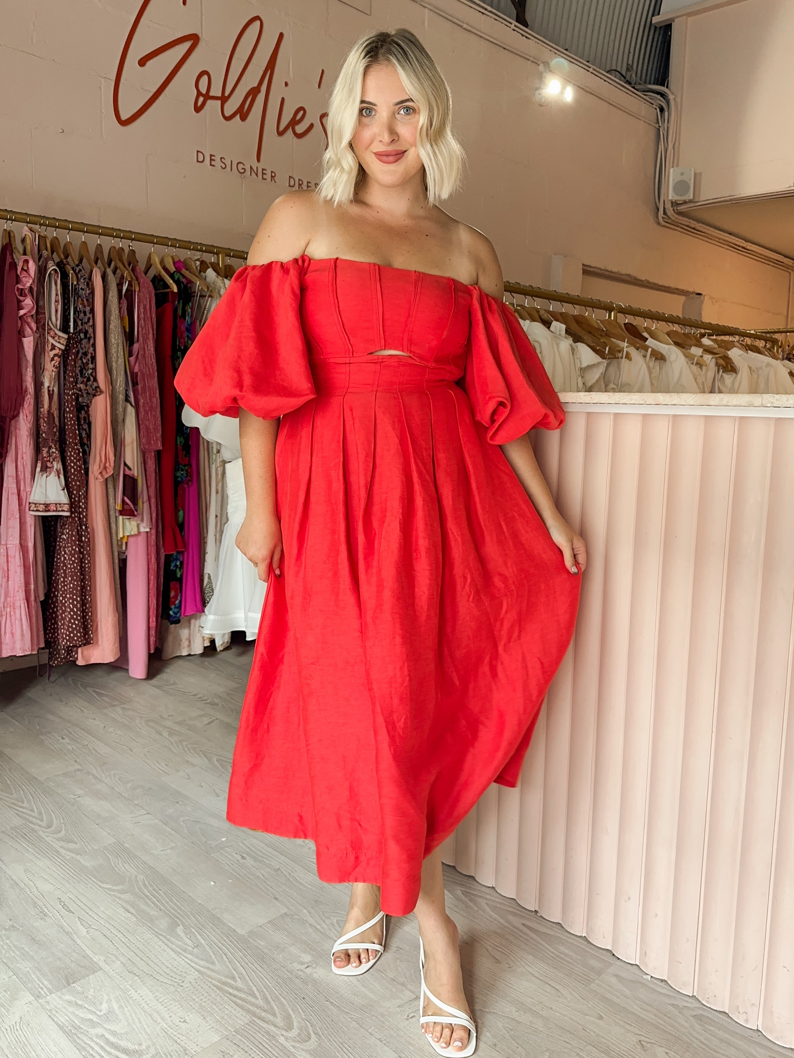 Aje - Eugenie Midi Red (Size 10) – Goldie's