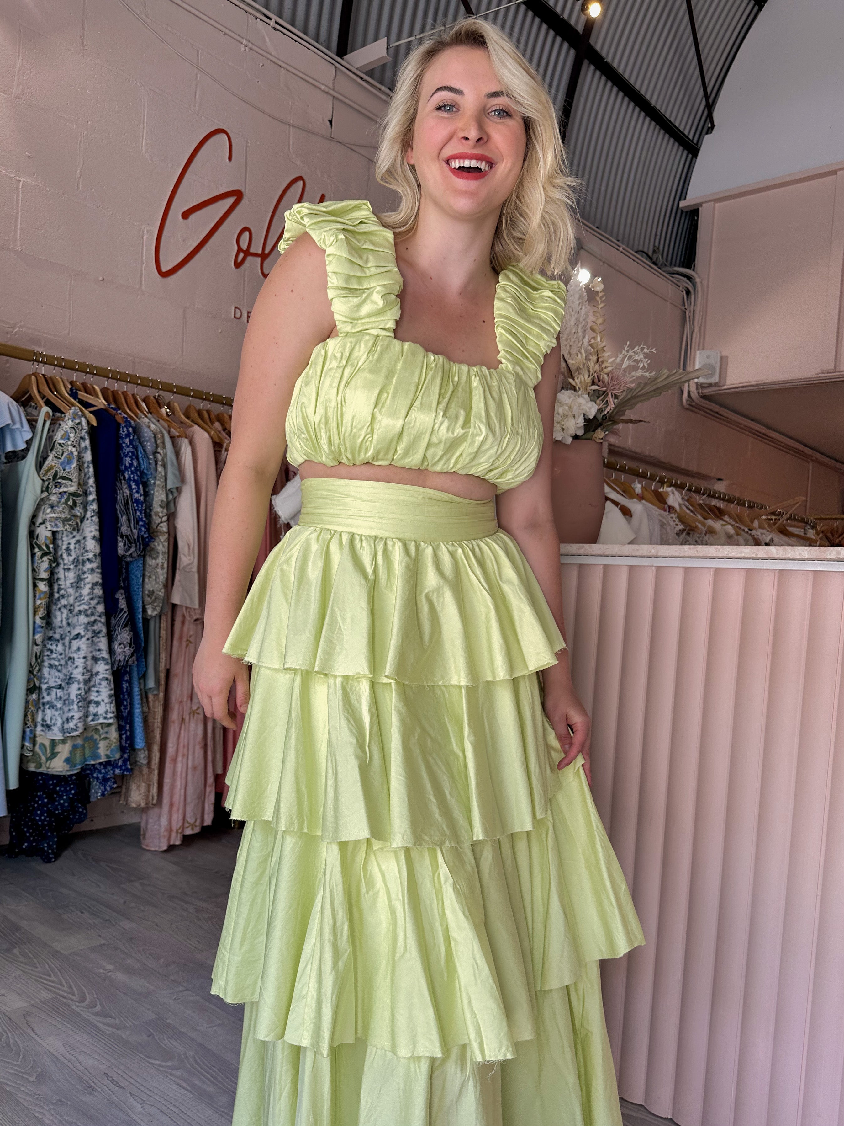 Aje - Medina Set Lime Green (Size 16) Goldie's - Designer Dress Hire Aje - Medina Set Lime Green (Size 16) Goldie's - Designer Dress Hire
