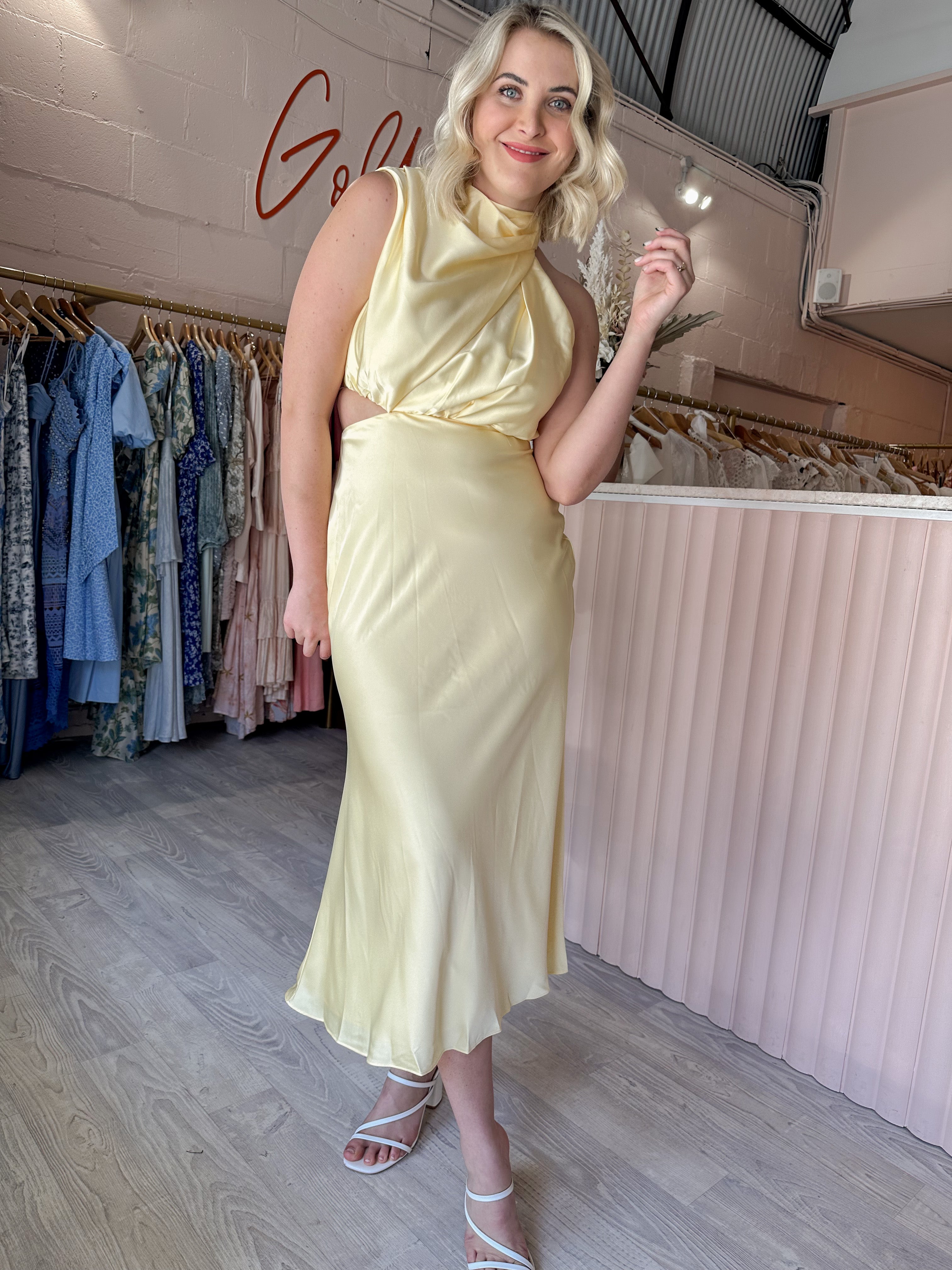 sheike silk dress SHEIKE Venus Maxi Dress Cobalt (HIRE) Goddess Kleopatra