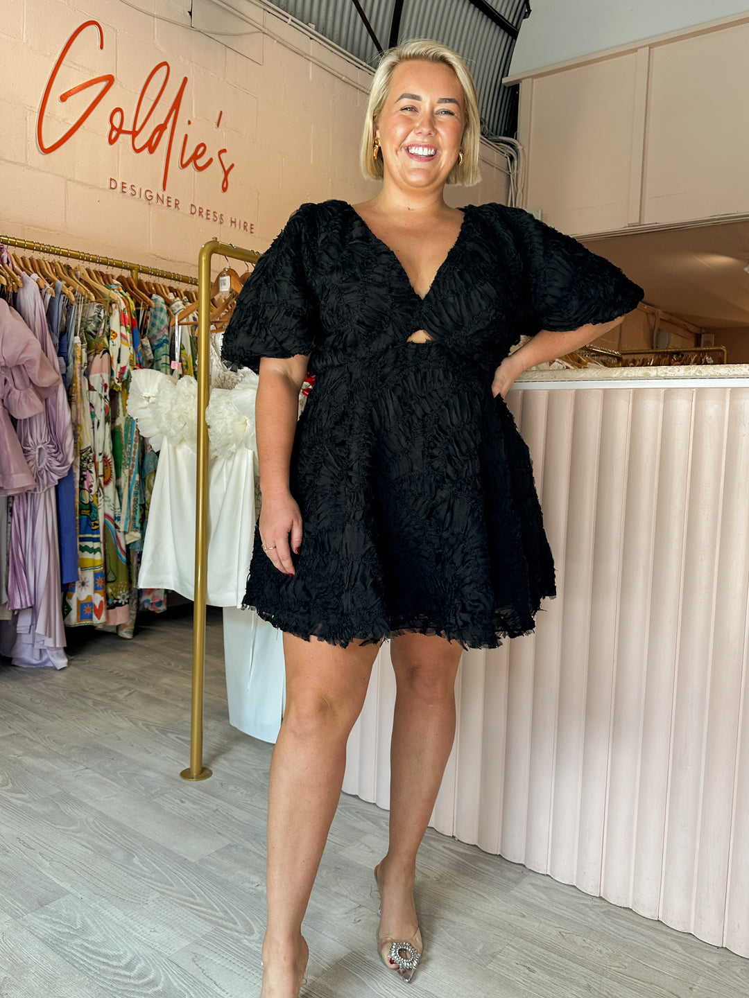 Aje - Florential Mini Swing Dress Black (Size 16) Goldie's - Designer Dress Hire Aje - Florential Mini Swing Dress Black (Size 16) Goldie's - Designer Dress Hire