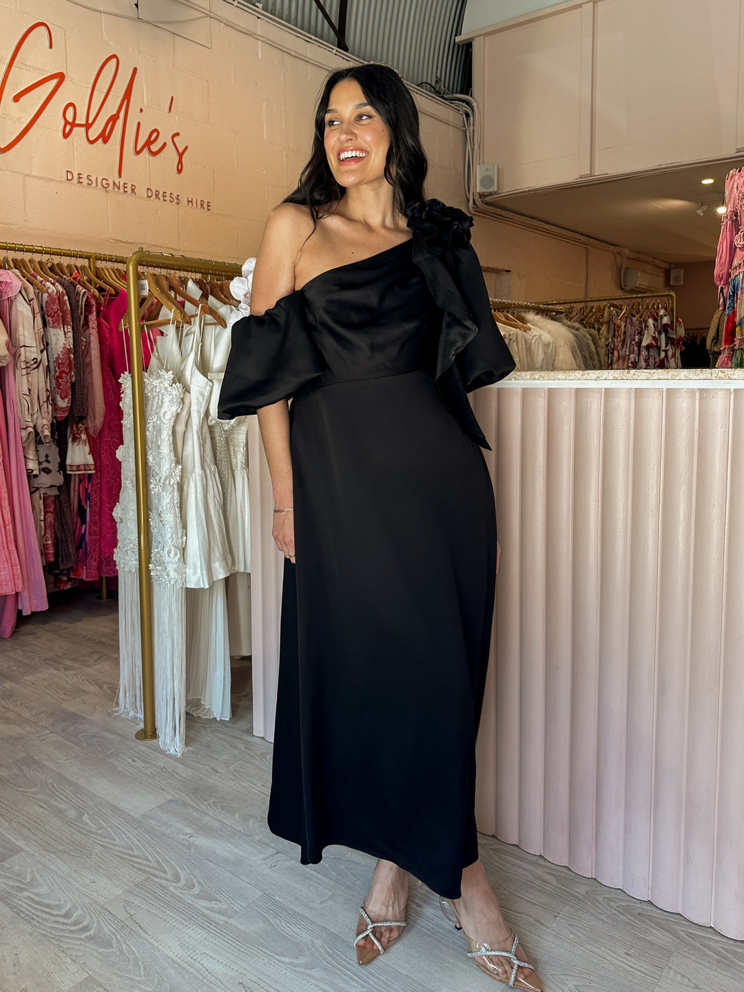 aje magnetic draped midi dress Aje - Magnetic Draped Midi Dress