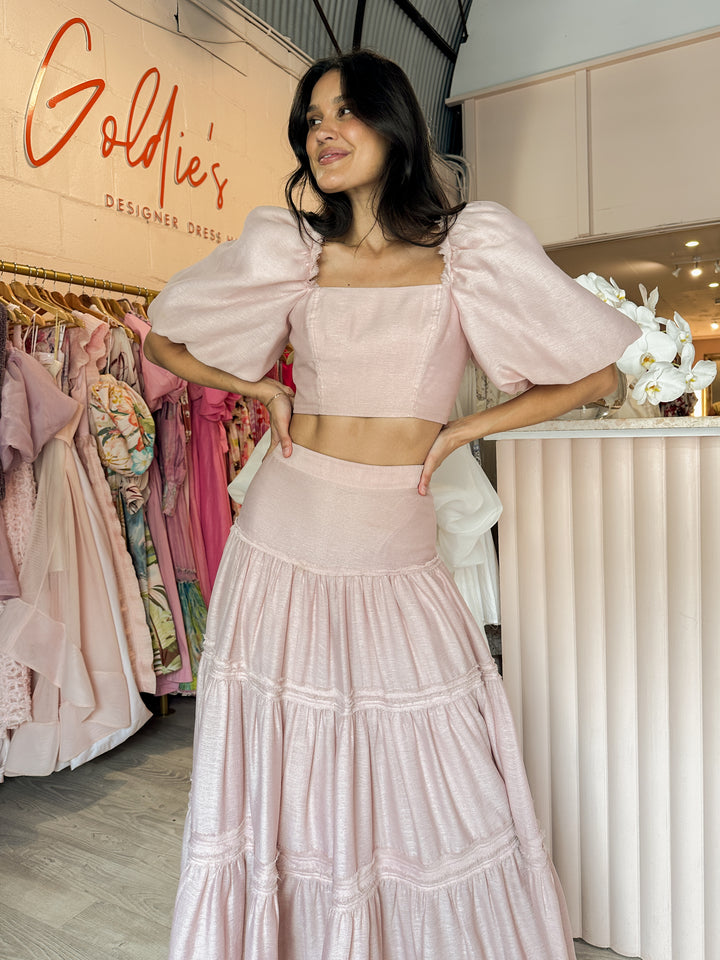 Aje - Esme Puff Sleeve Maxi Set Dusty Pink (Size 8)