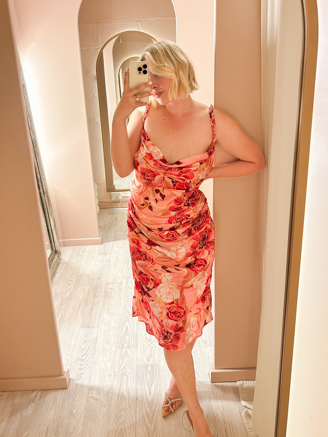 Leo and Lin - Rachel Cowl Neck Slip Dress Adorn Print in Passion (Size 14) Leo and Lin - Rachel Cowl Neck Slip Dress Adorn Print in Passion (Size 14)