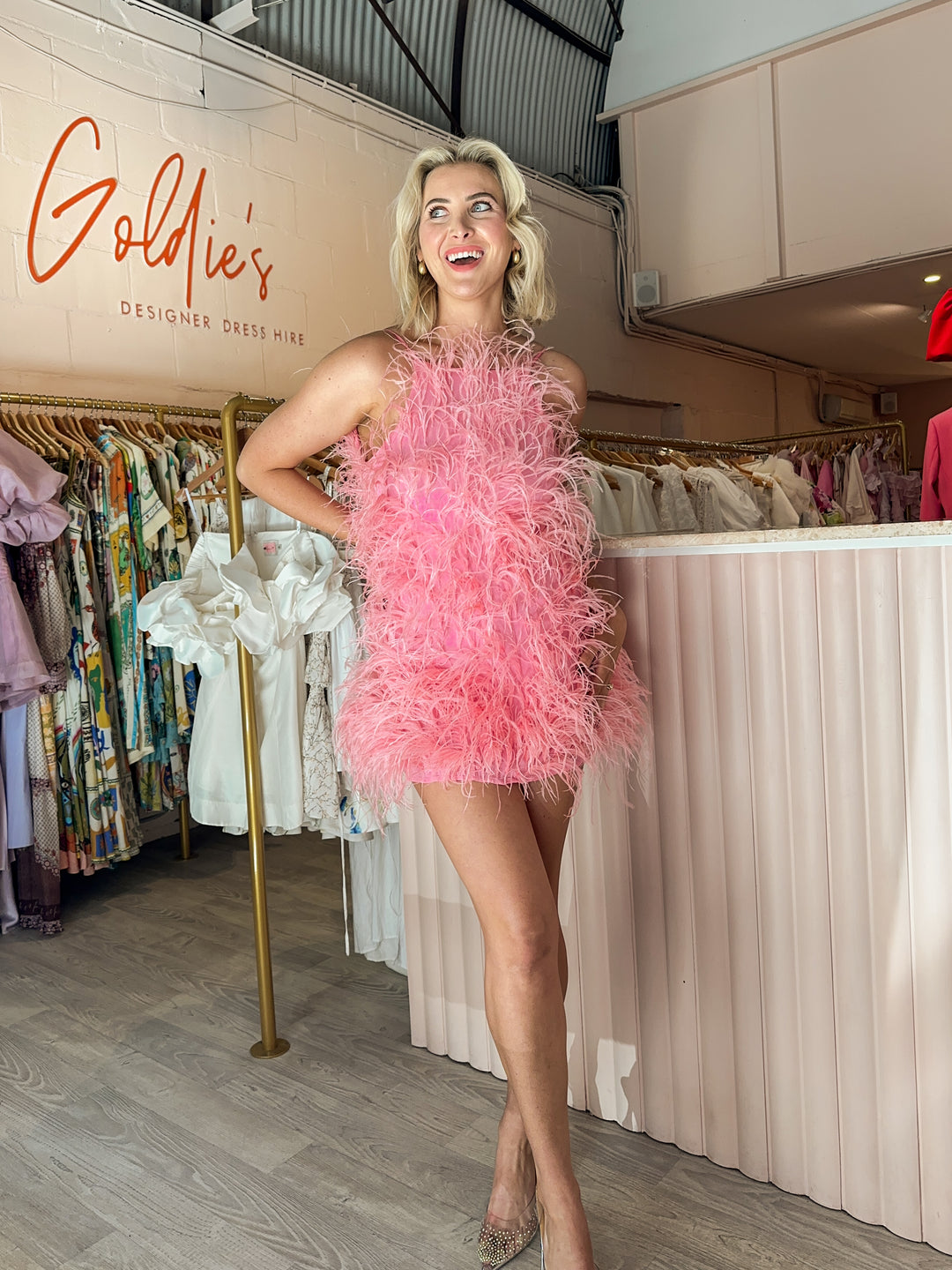 Cult Gaia - Shannon Feather Mini Pink (Size 8) – Goldie's
