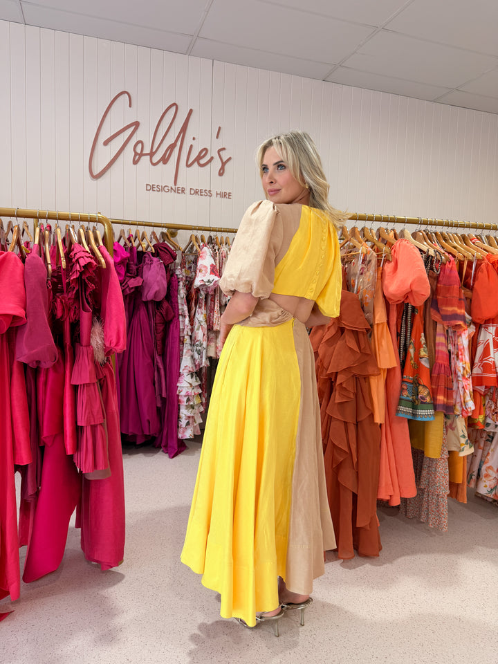 Aje - Caliente Yellow Midi Dress (Size 10)