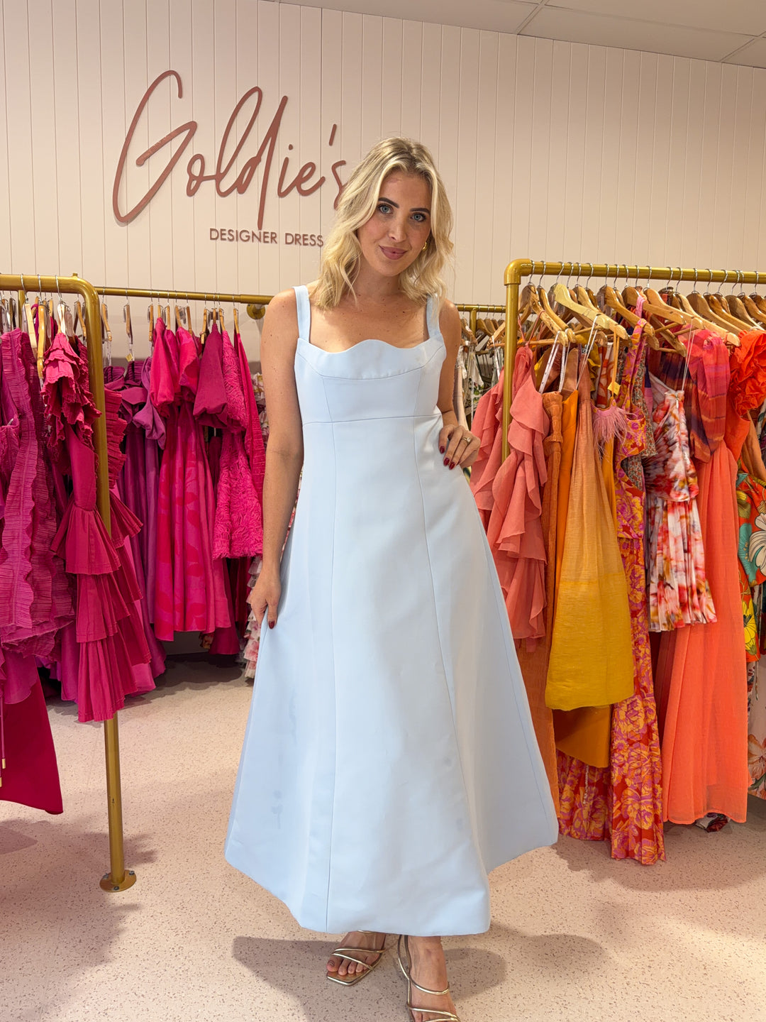 Leo Lin - Odette Midi Dress in Sky Blue (Size 12)