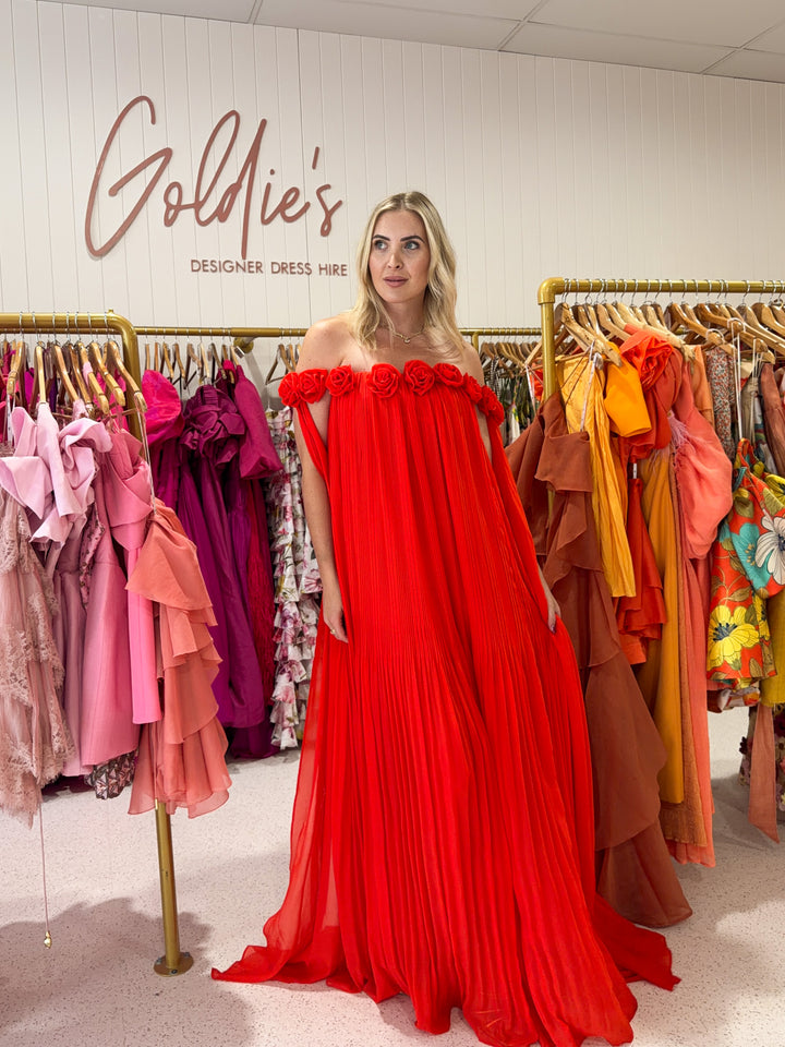 Leo Lin - Camilla Draped Gown Red (Size 6/10)