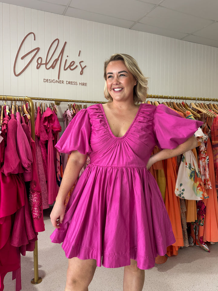 Aje - Greta Bow Dress Fuchsia (Size 14)