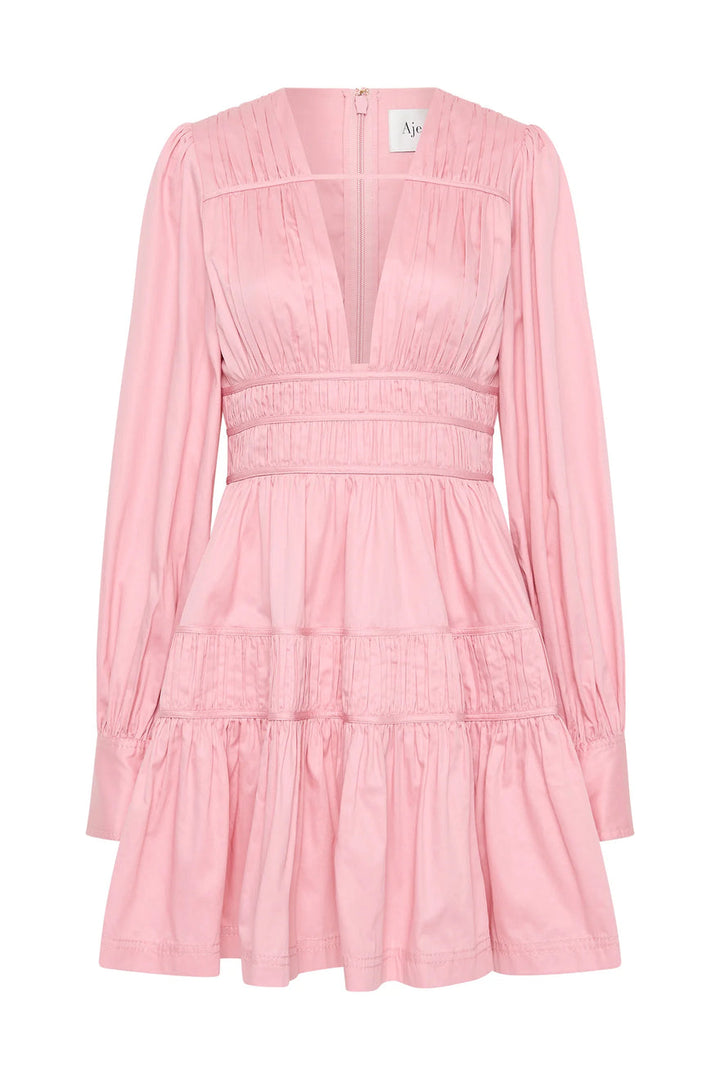 Aje - Fallingwater Gathered Mini Dress Pink (Size 14)
