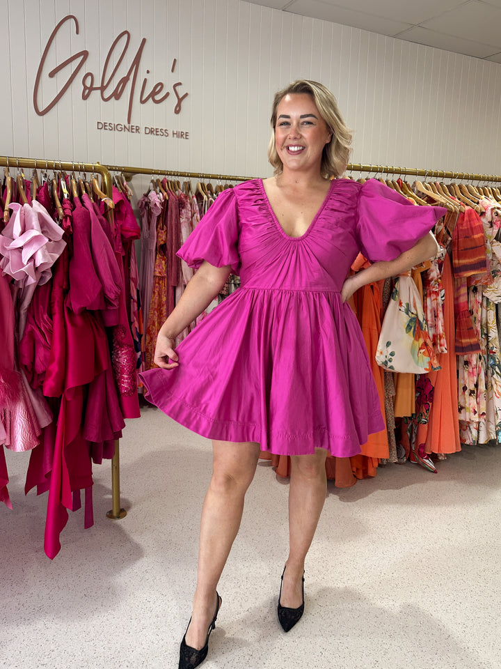 Aje - Greta Bow Dress Fuchsia (Size 14)
