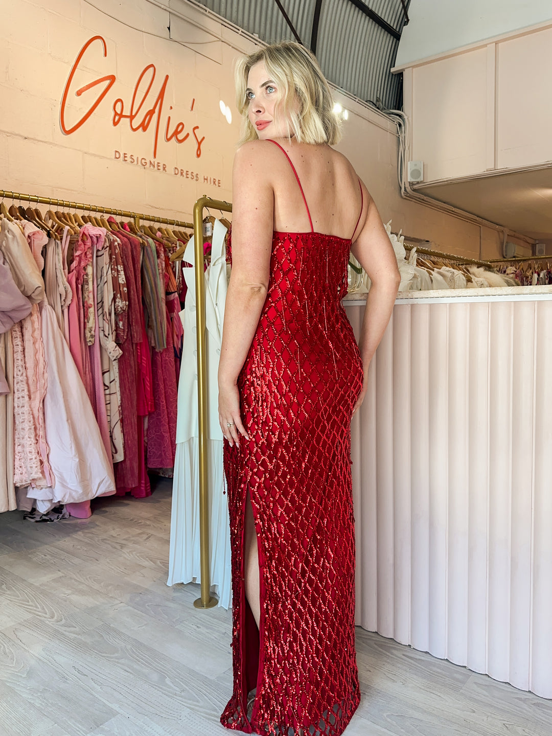 ASOS - Embellished Lattice Maxi Deep Red (Size 10)