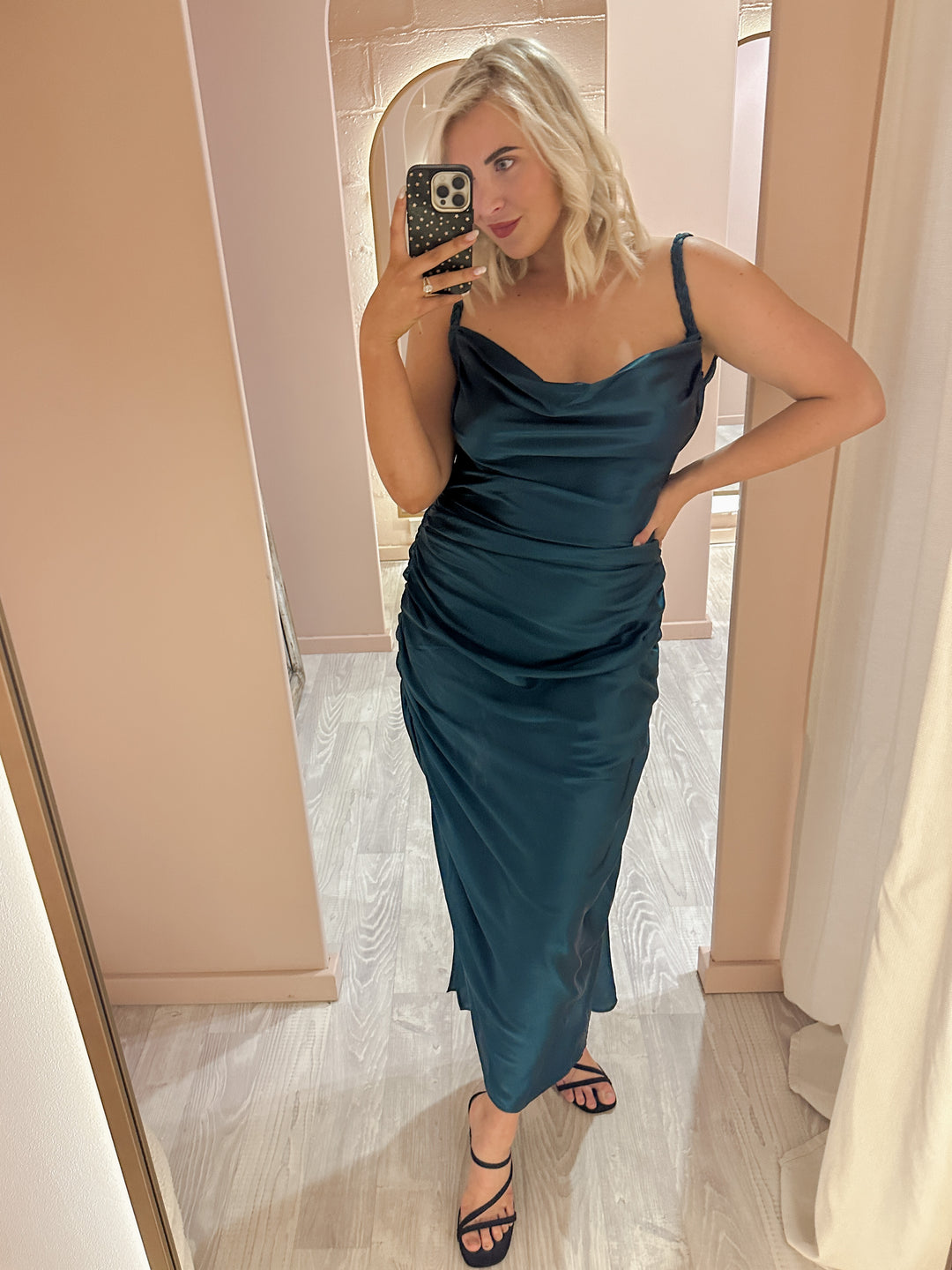 Leo and Lin - Rachel Cowl Neck Slip Dress Teal (Size 12) Leo and Lin - Rachel Cowl Neck Slip Dress Teal (Size 12)