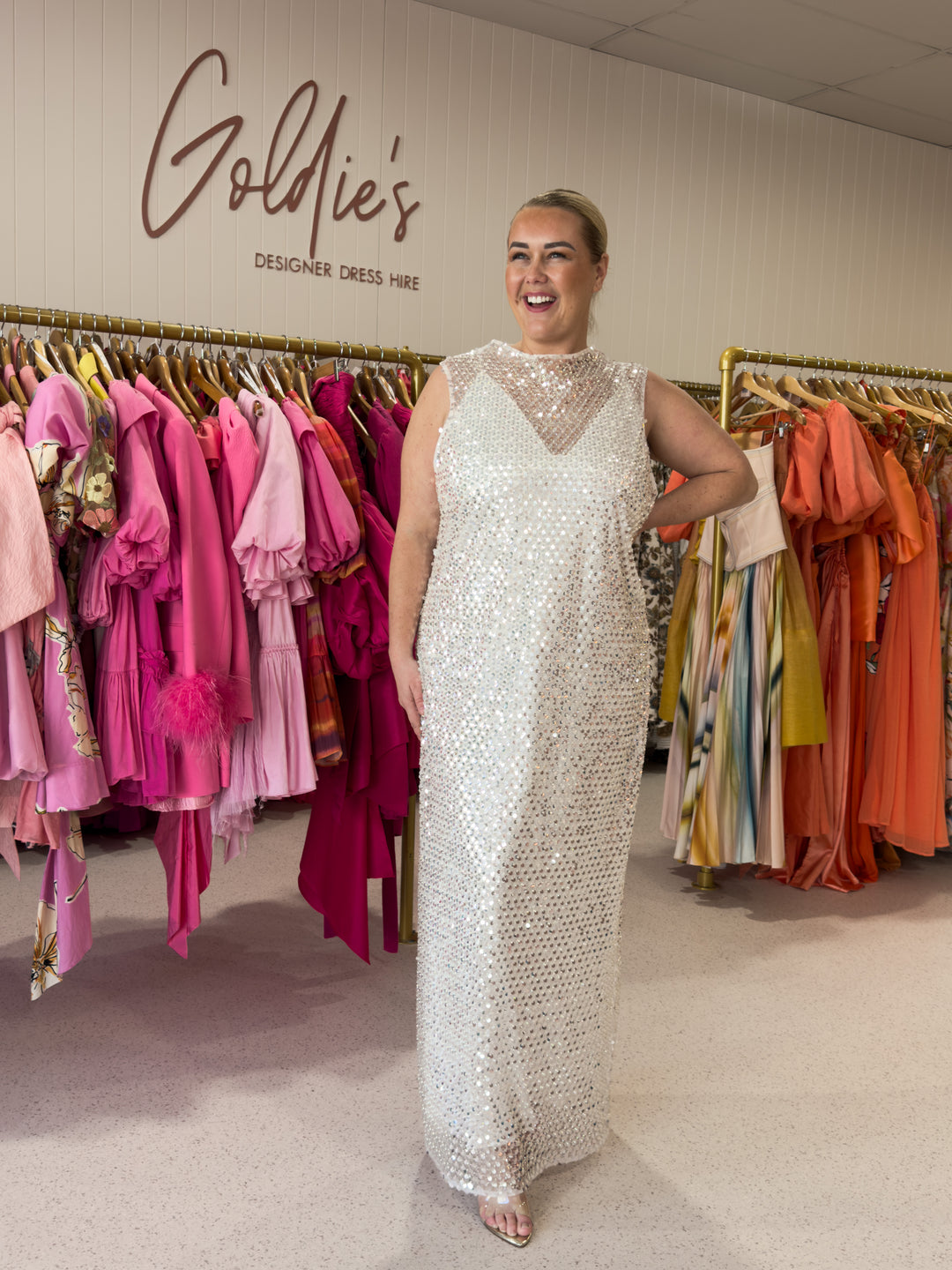 Shona Joy - Asteri High Neck Sequin Dress (Size 18)