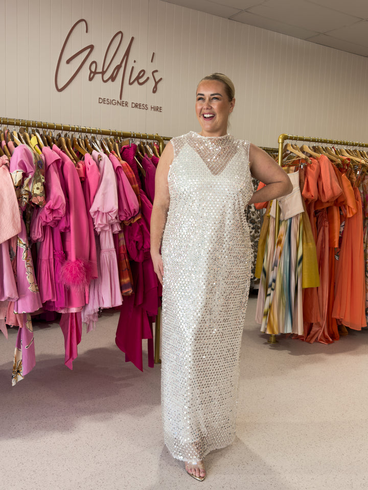 Shona Joy - Asteri High Neck Sequin Dress (Size 18)