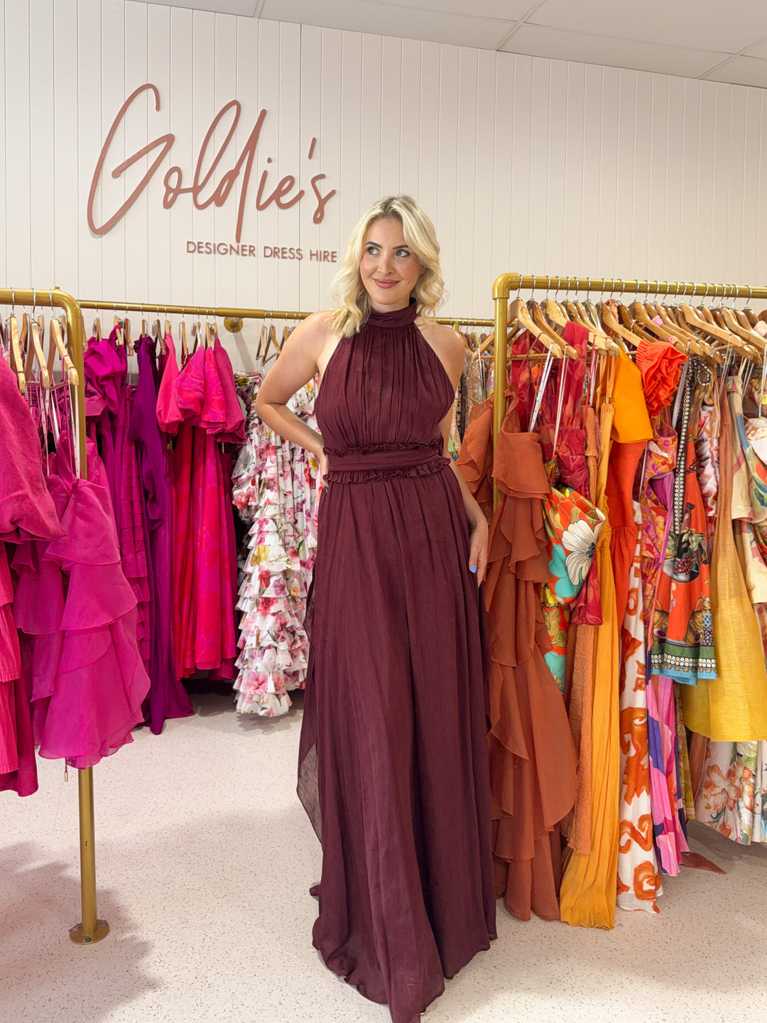 Aje - Georgia Maxi Dress Burgundy (Size 8)