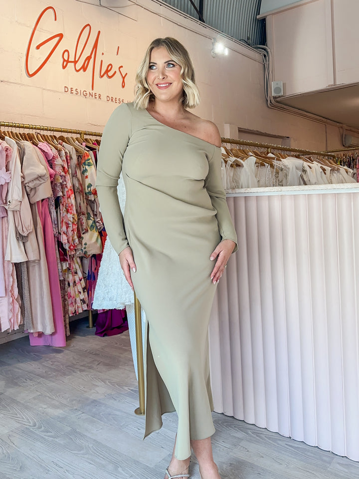 Bianca Spender - Avocado Crepe Cunningham Dress (Size 2)