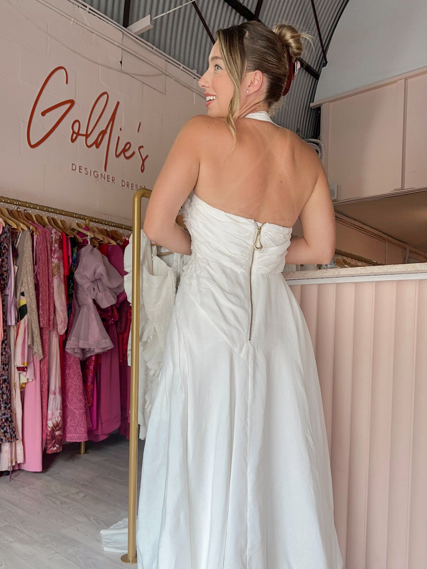 Aje - Mika Draped Split Maxi Ivory (Size 10) Aje - Mika Draped Split Maxi Ivory (Size 10)