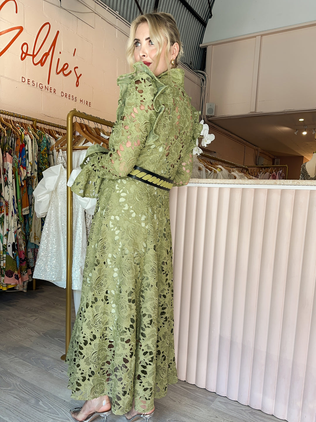 Leo and Lin - Aliayah Lace Butterfly Sleeve Midi Dress Olive (Size 14) Goldie's - Designer Dress Hire Leo and Lin - Aliayah Lace Butterfly Sleeve Midi Dress Olive (Size 14) Goldie's - Designer Dress Hire