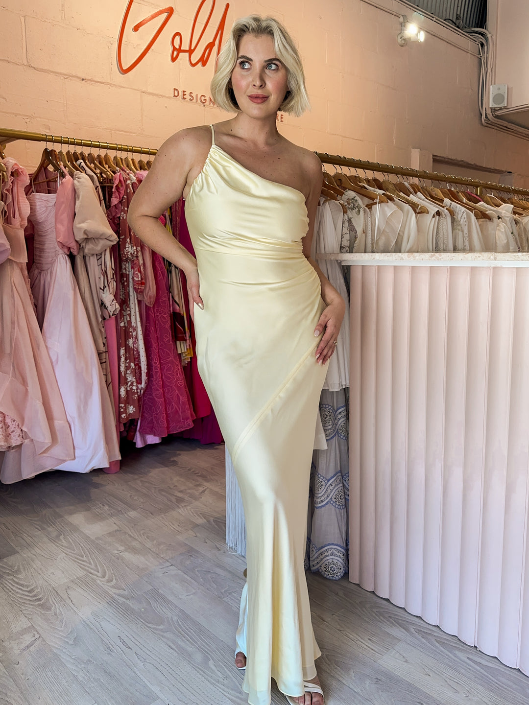 Shona Joy - Luxe Asymmetrical Gathered Maxi Dress Lemon (Size 12) Goldie's - Designer Dress Hire Shona Joy - Luxe Asymmetrical Gathered Maxi Dress Lemon (Size 12) Goldie's - Designer Dress Hire