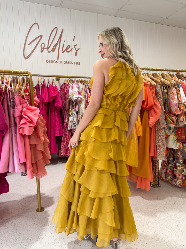 Teja - Simona Ruffle Dress Mustard (Size 12)