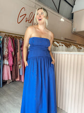 Load image into Gallery viewer, Shona Joy - Vento Lace Up Strapless Maxi Cobalt (Size 12)