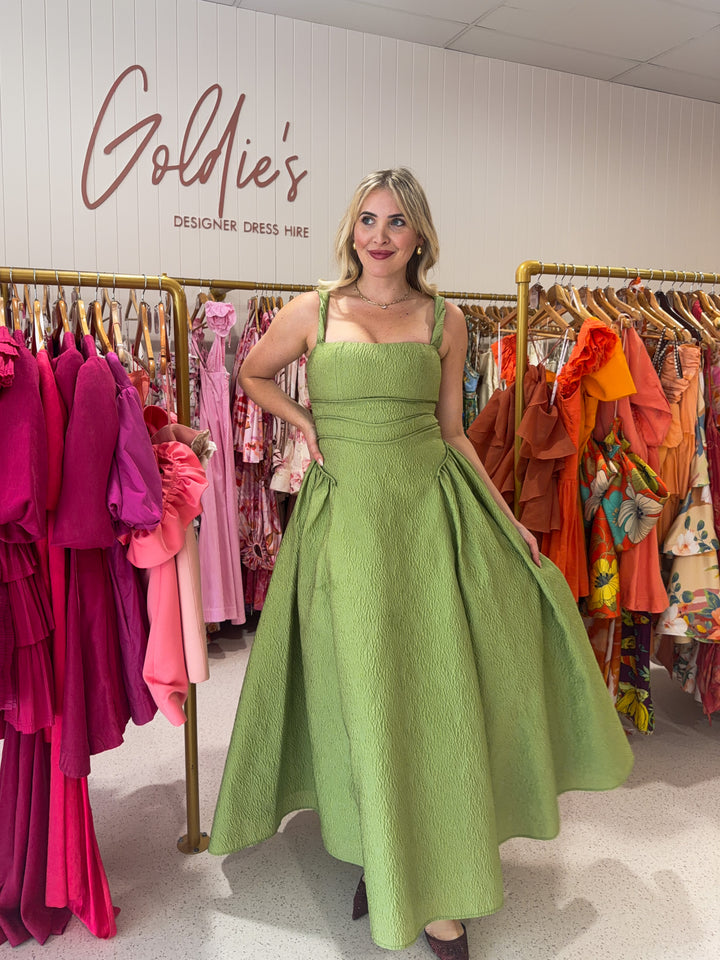 Rachel Gilbert - Sophia Strap Dress Green (Size 10)