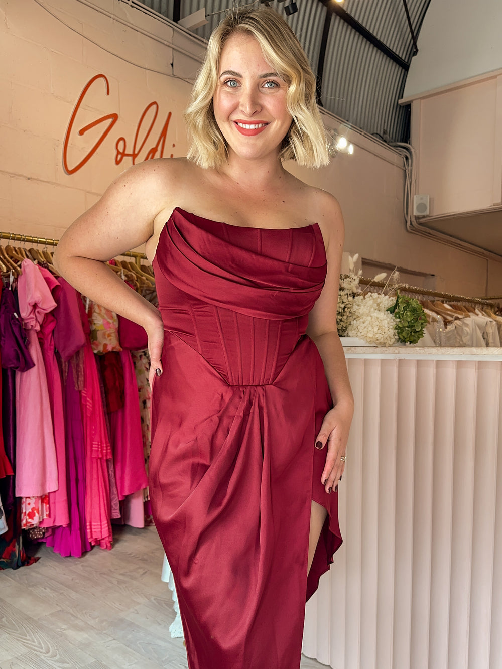 bariano red dress Jessie Ball Gown