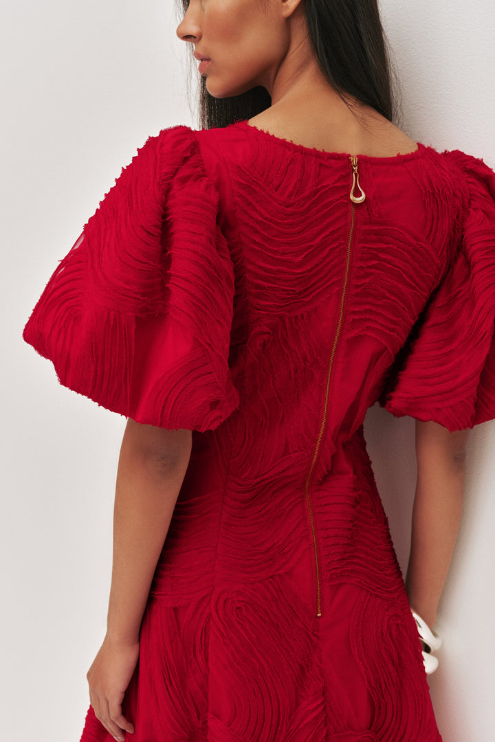 Aje - Wave Midi Dress Red (Size 16)