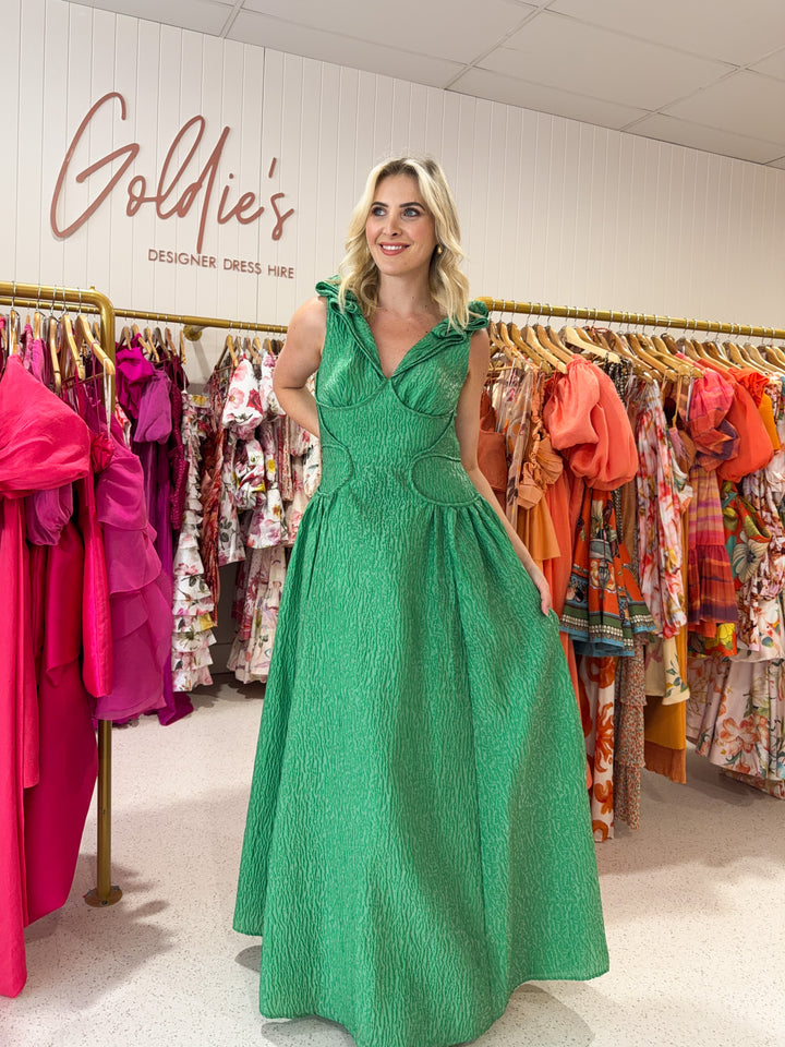 Rachel Gilbert - Celia Midi Green (Size 12)