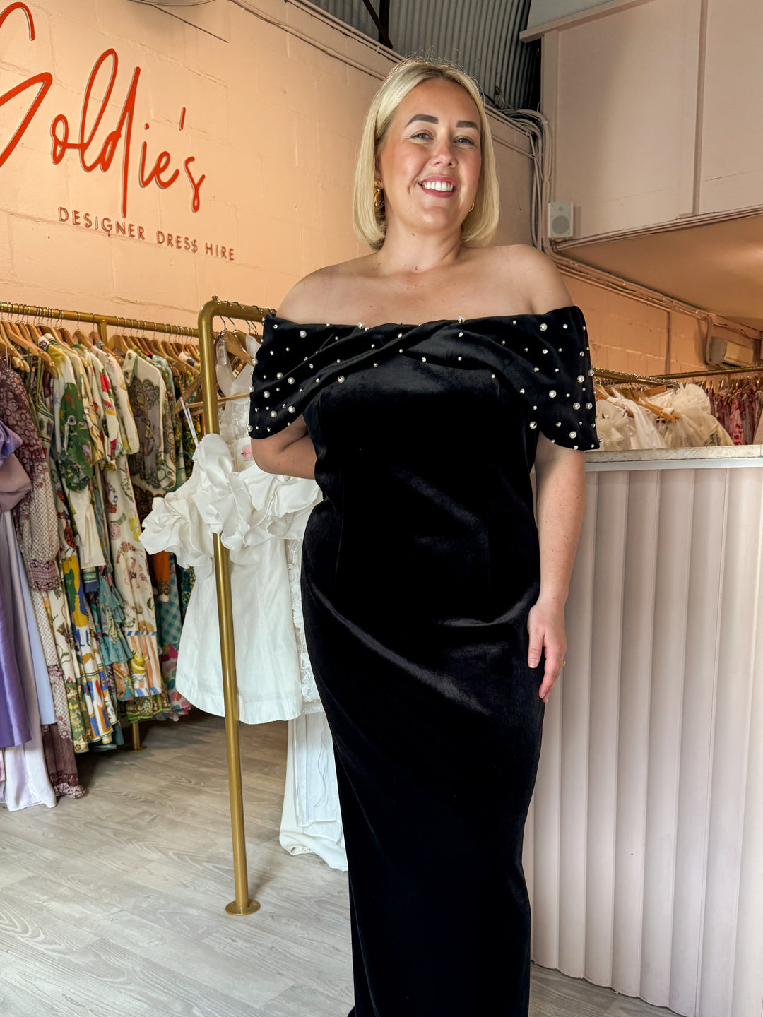anthea crawford black dress Satin Hi Lo Dress