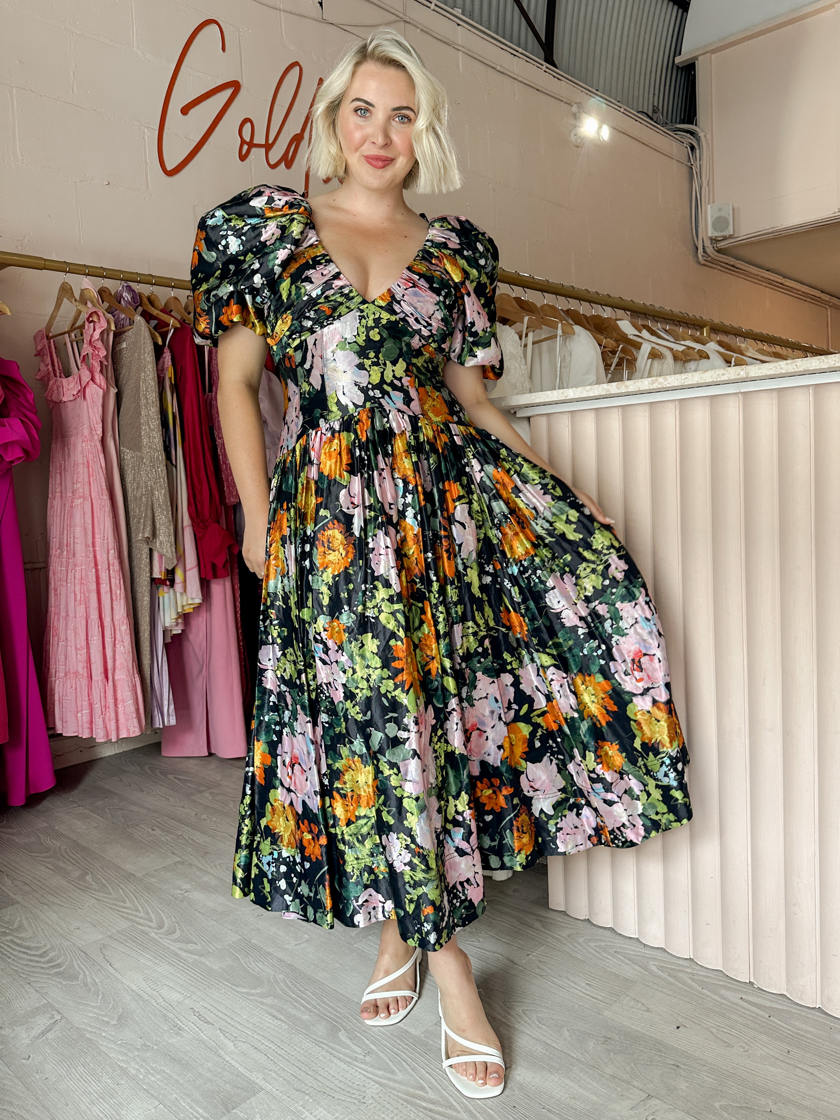 【Aje.】Gabrielle Plunge Midi Dress Gabrielle Plunge Midi Dress | Midnight Floral | Aje – Aje ROW