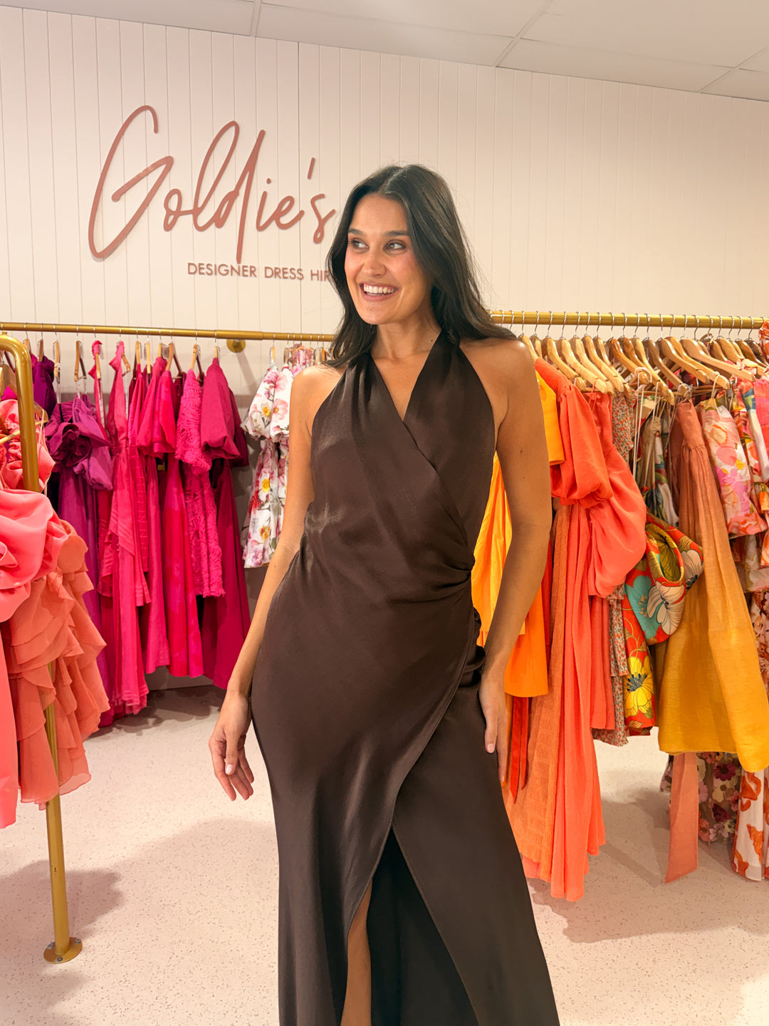 Bec and Bridge - Elisia Dress Chocolate (Size 6)