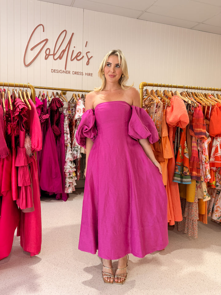 Aje - Incarnation Midi Dress Magenta (Size 10)