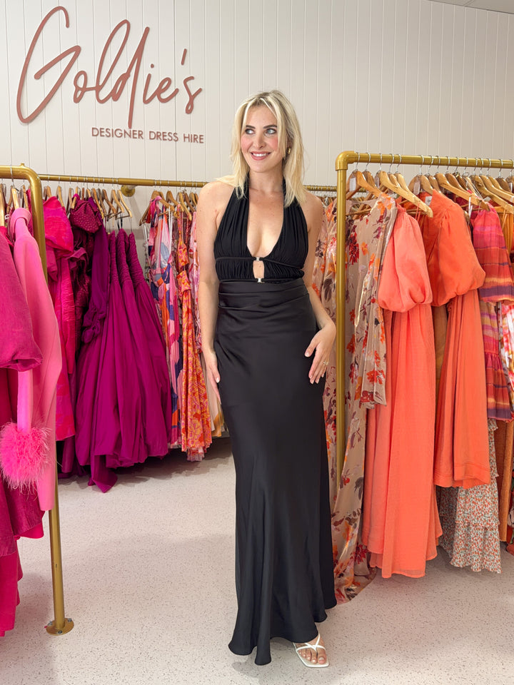 Misha - Celine Maxi Dress Black (Size 6)