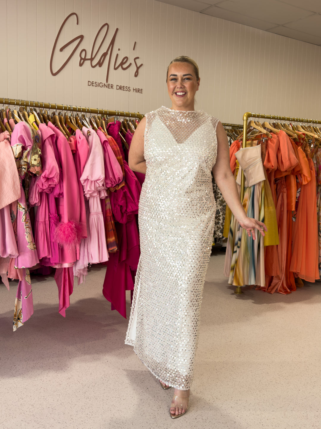 Shona Joy - Asteri High Neck Sequin Dress (Size 18)