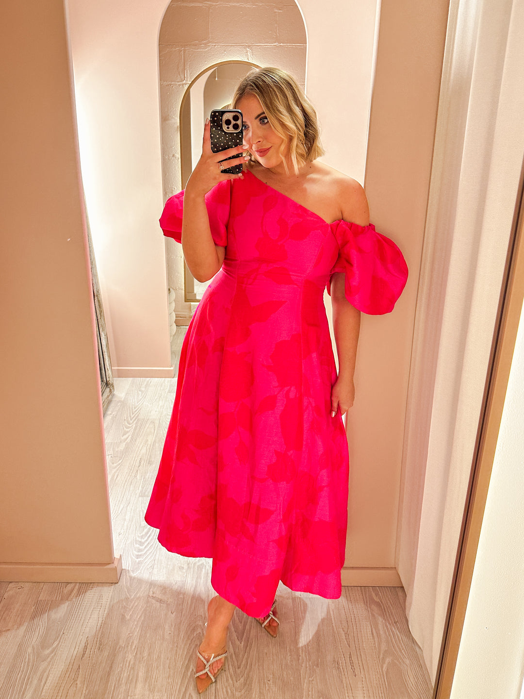 Aje - Arista Tulip One Shoulder Midi Dress (Size 14) Aje - Arista Tulip One Shoulder Midi Dress (Size 14)