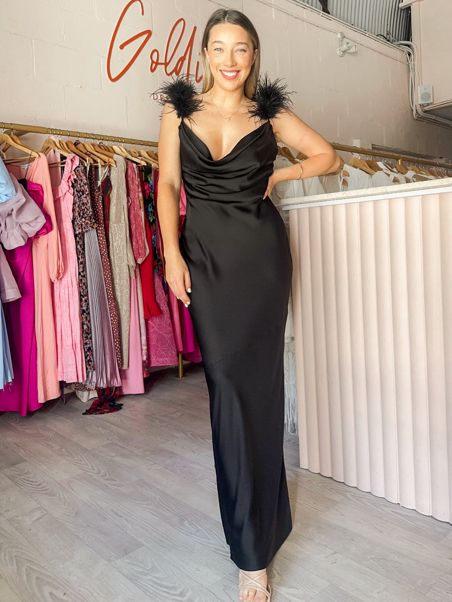 House of CB - Tabitha Satin Gown (Large) – Goldie's