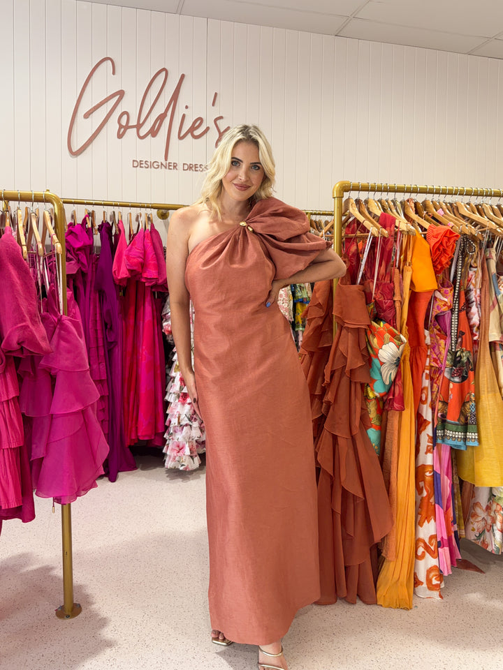 Aje - Cira Midi Dress Terracotta (Size 16)