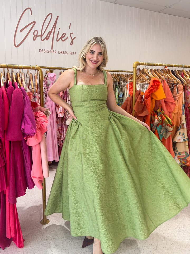Rachel Gilbert - Sophia Strap Dress Green (Size 10)