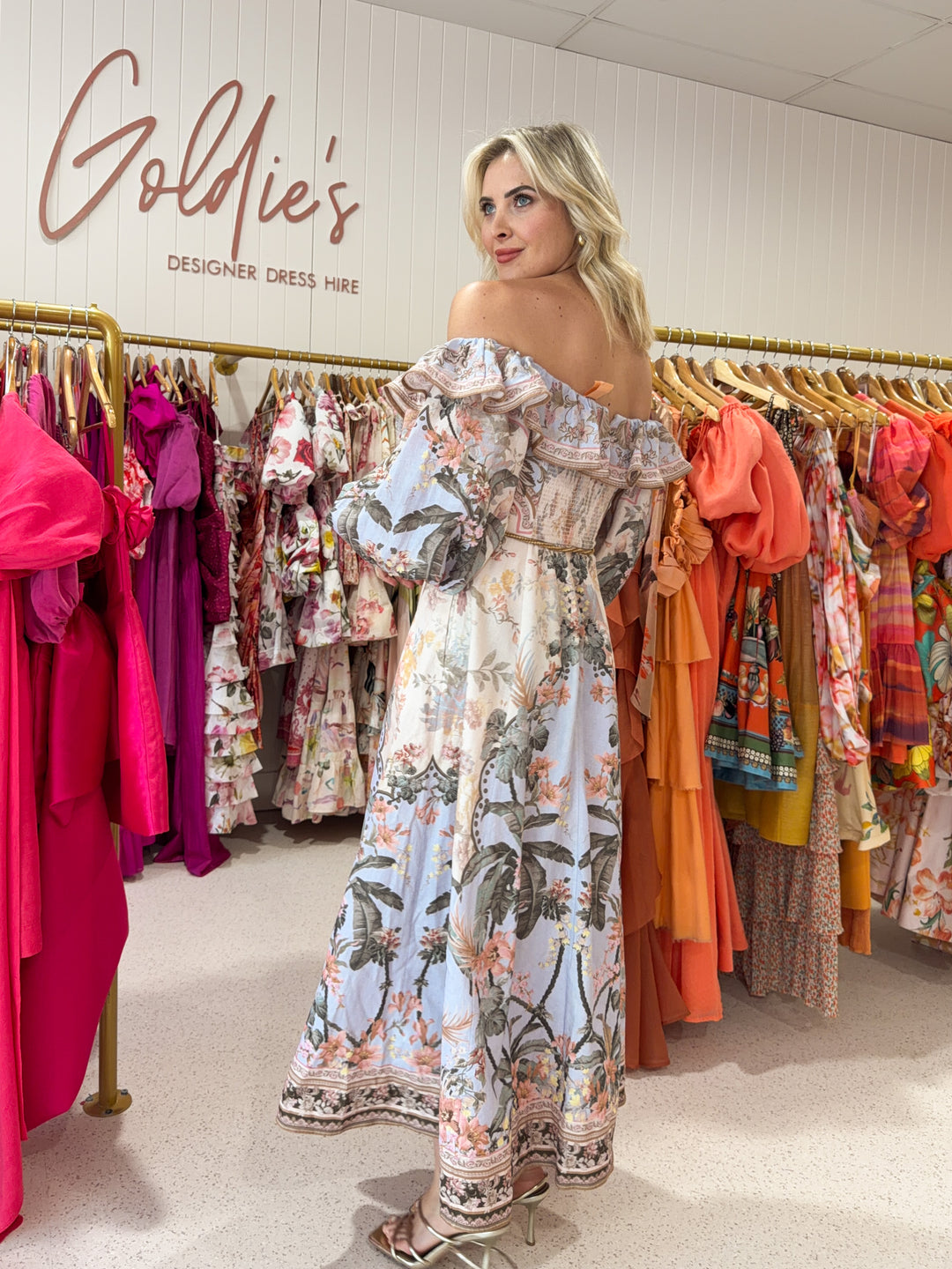 Zimmermann - Wylie Off Shoulder Midi (Size 14)