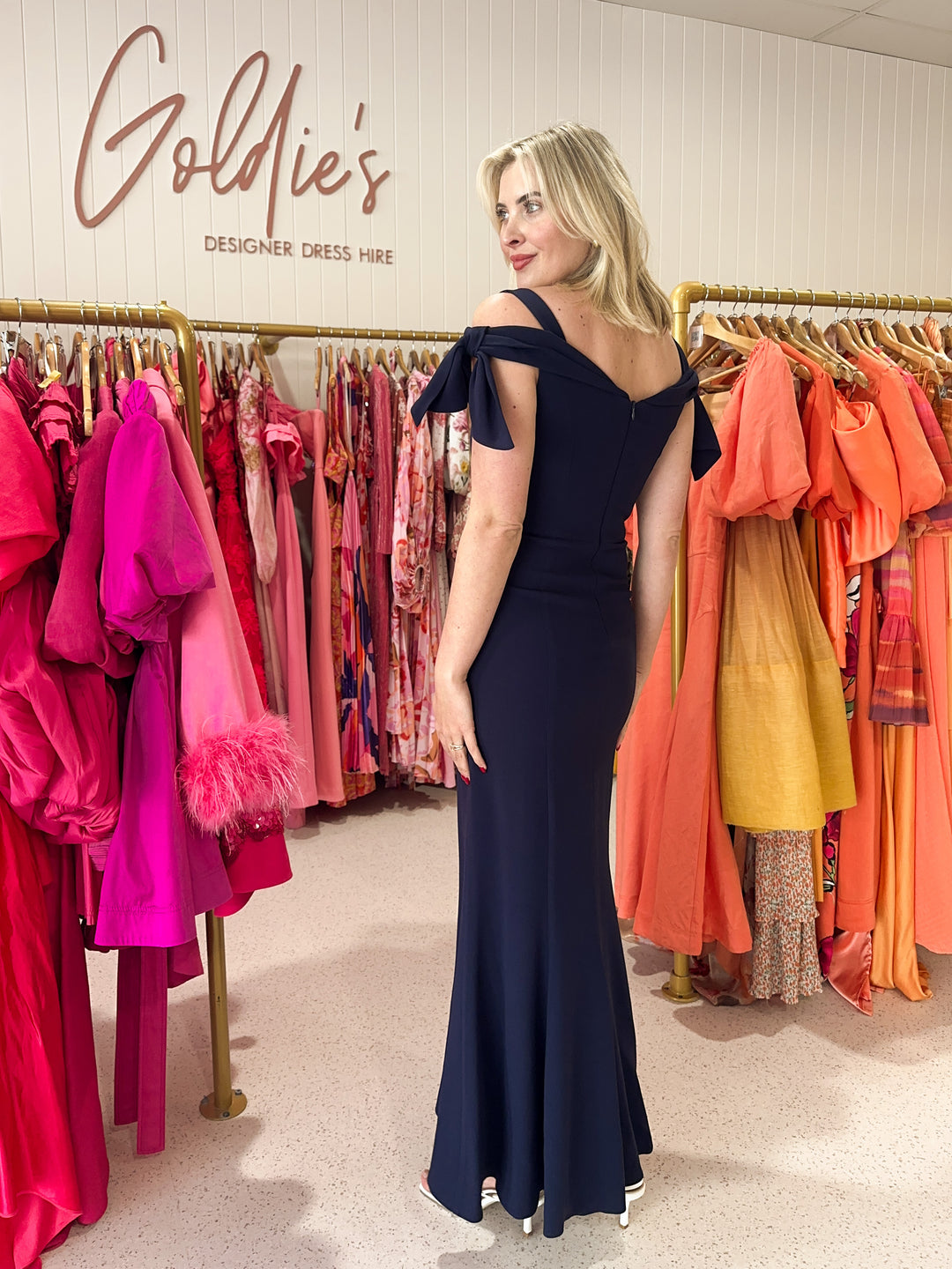 Anthea Crawford - Navy Midi Gown (Size 8)