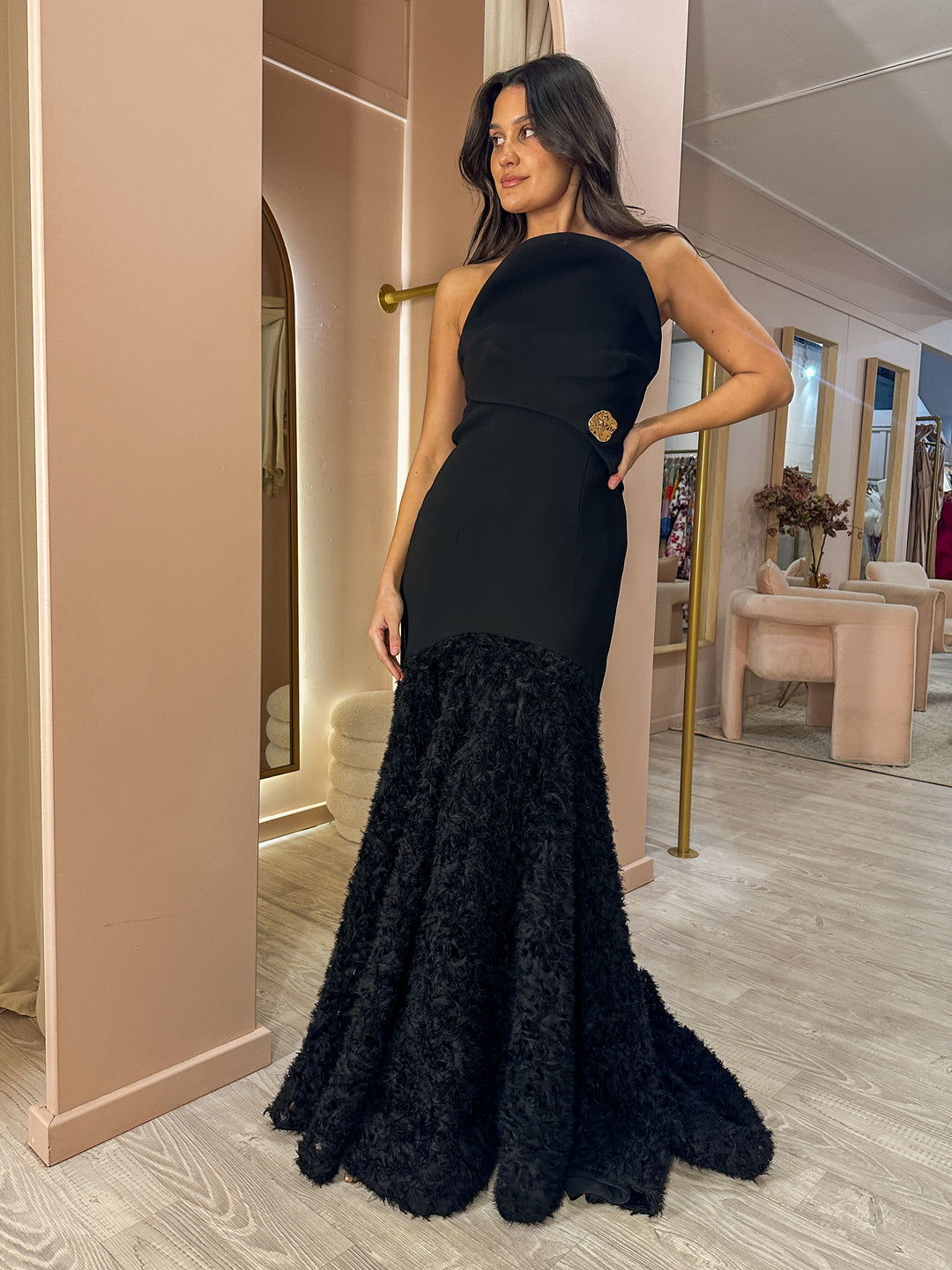 Carla Zampatti - Black Nastro Strapless Gown (Size 6-10) Goldie's - Designer Dress Hire Carla Zampatti - Black Nastro Strapless Gown (Size 6-10) Goldie's - Designer Dress Hire