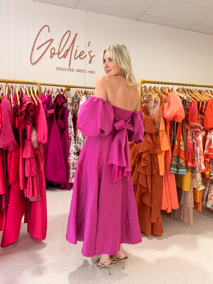 Aje - Incarnation Midi Dress Magenta (Size 10)