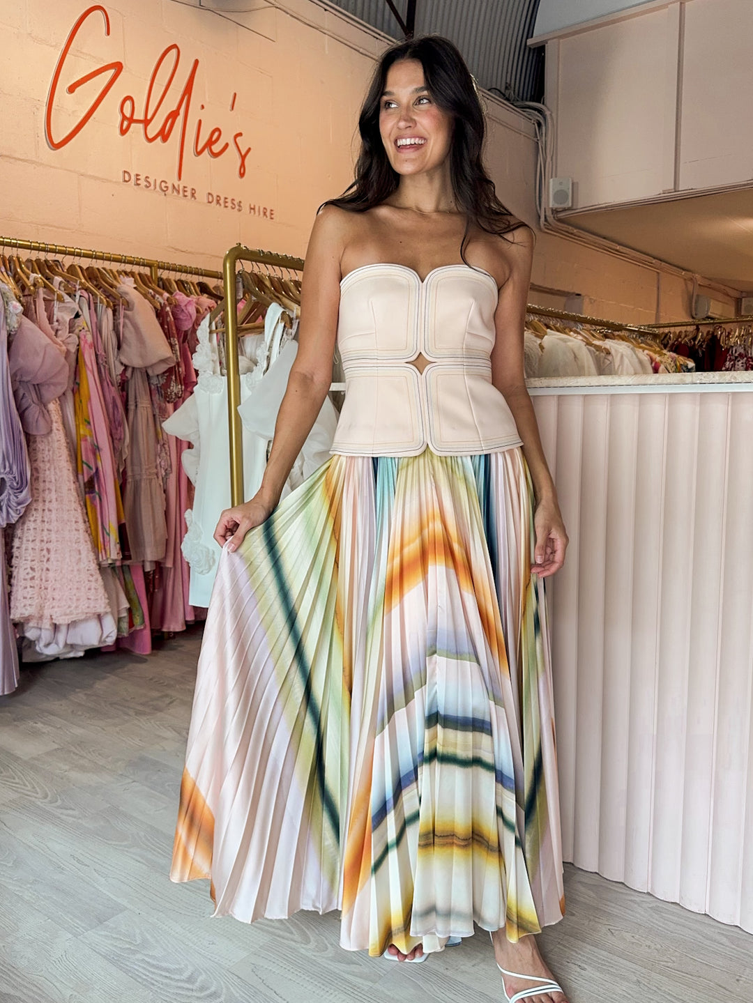 acler avonlea pleat-detailing dress Acler - Watercolor Avonlea Midi Dress