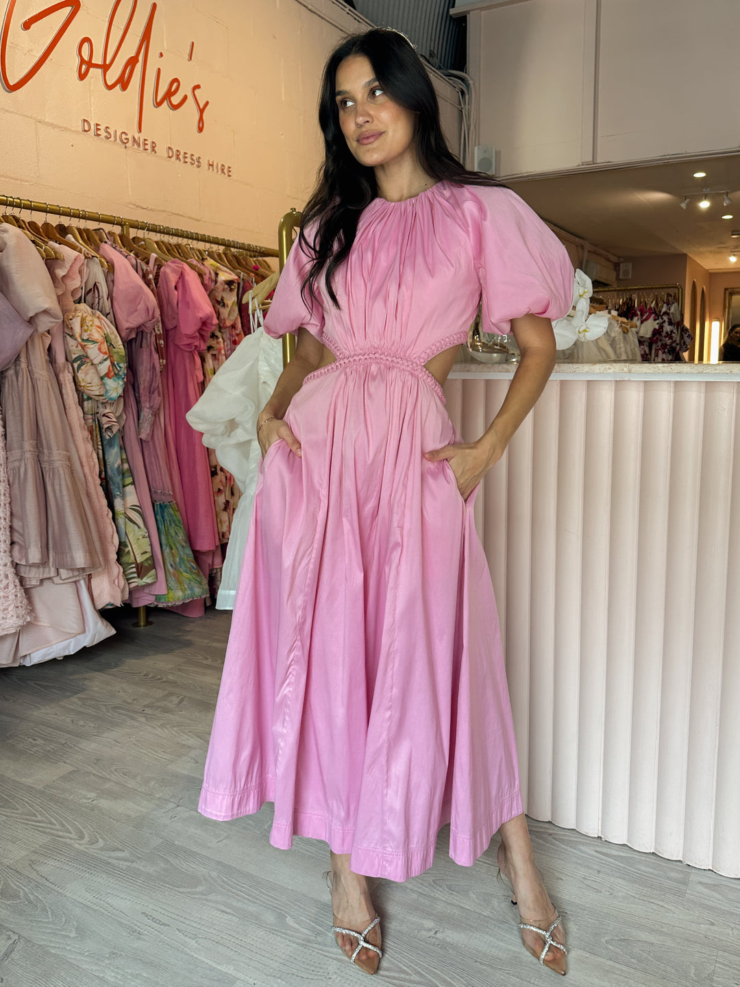 Aje - Capucine Puff Sleeve Midi Dress (Size 8-10)