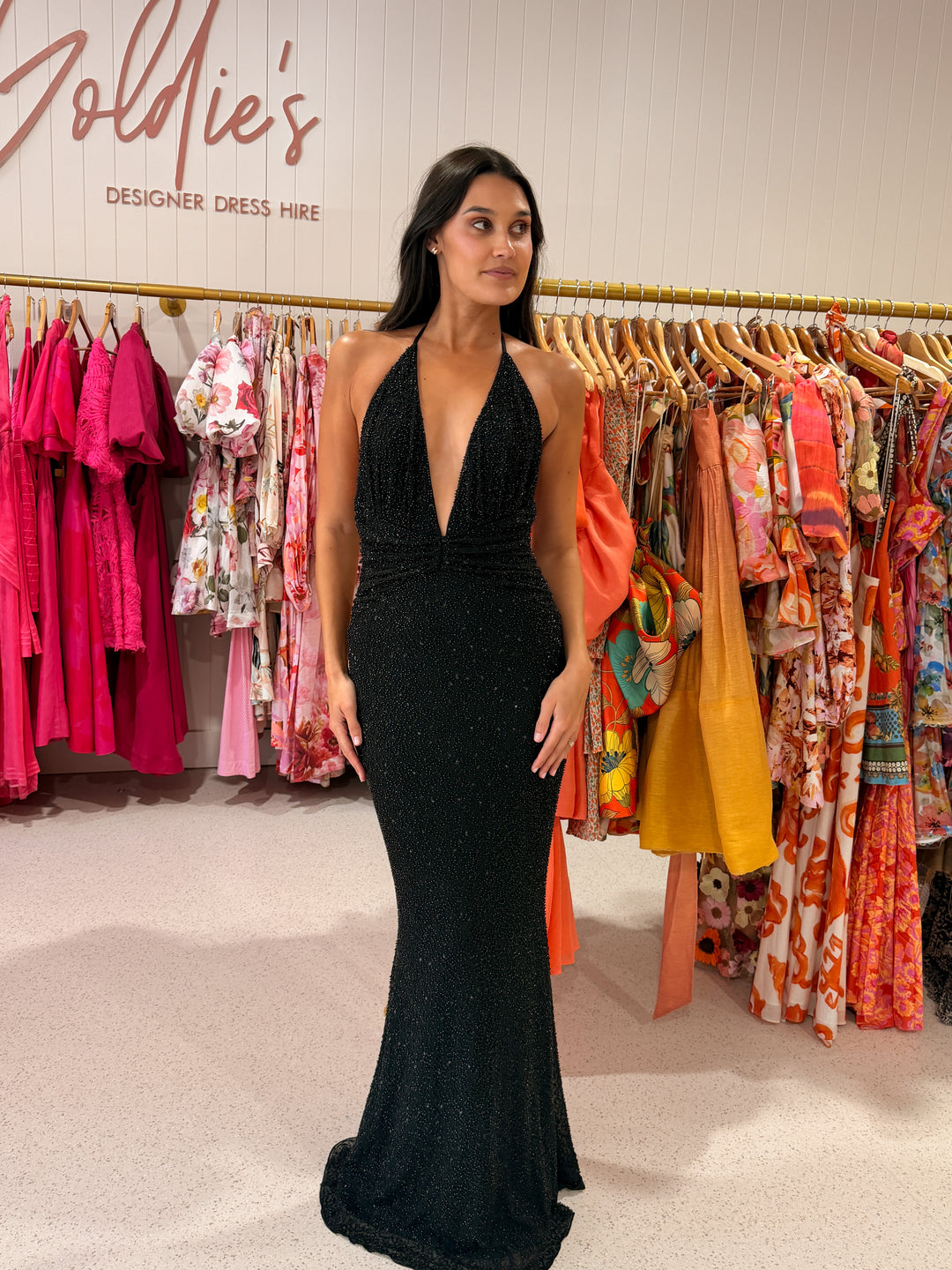 Custom - Black Sequin Gown (Size 8)