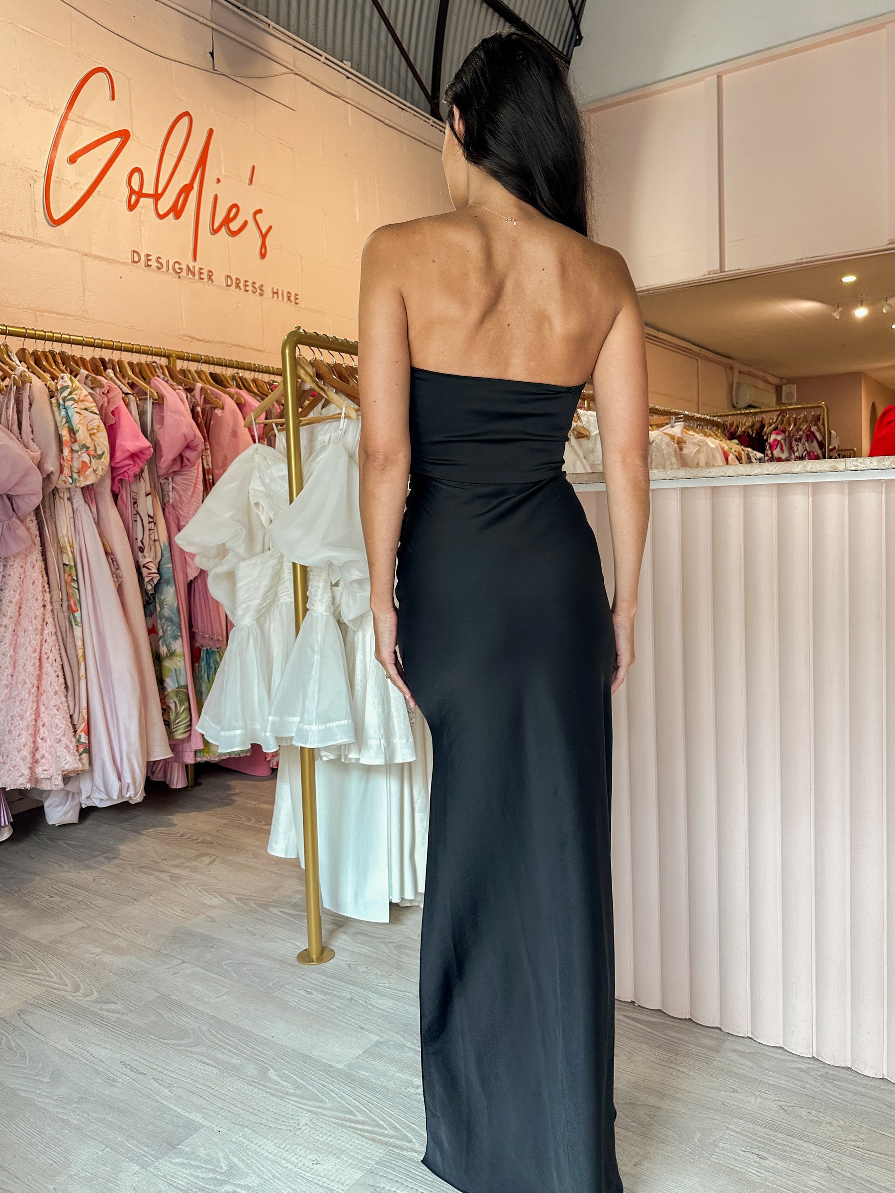 bec and bridge black strapless dress Austen Strapless Maxi Dress in Black