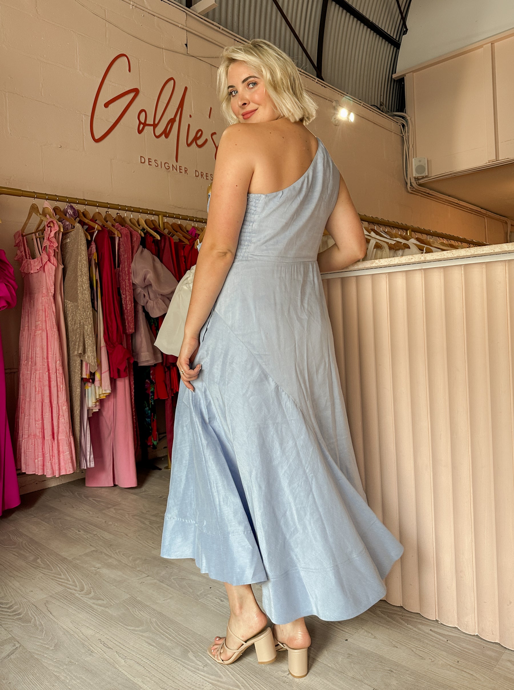 adelia ruffle midi dress ADELIA RUFFLE MIDI DRESS