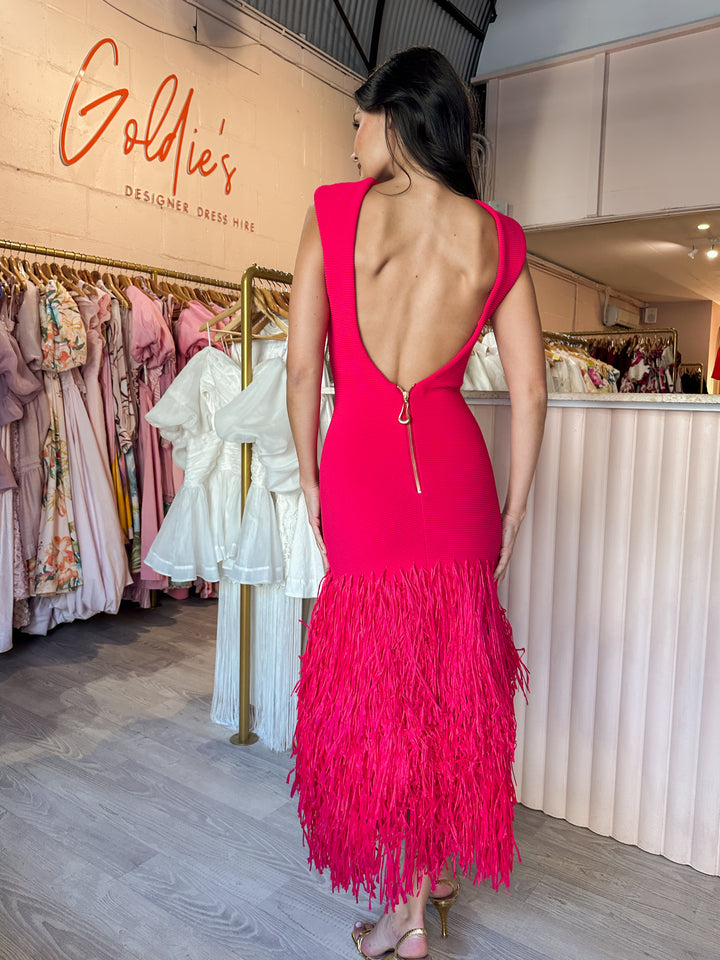 Aje - Rushes Raffia Midi Fuschia (Small)