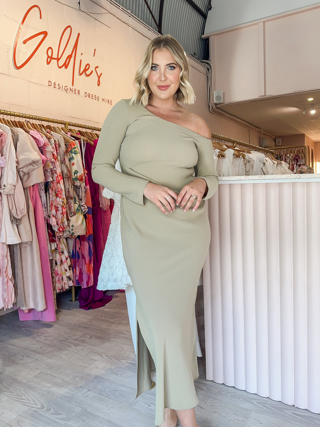 Bianca Spender - Avocado Crepe Cunningham Dress (Size 2)